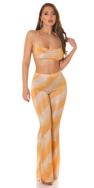 Party Crop top with glitter gradient Gold